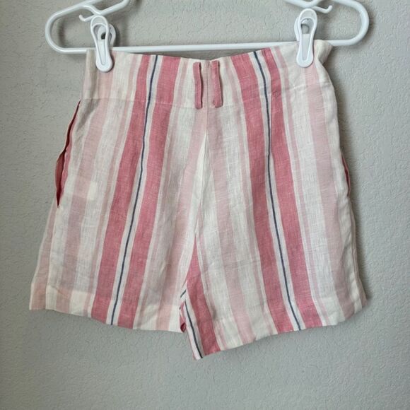 NWT Parker Sage Pink Striped 100% Linen High Waisted Shorts - Size 2 - Picture 4 of 9